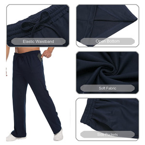 Pantalon de survêtement personnalisable pour homme 100 % coton, coupe évasée, délavé au soleil, effet délavé à l'acide, motif uni, poids lourd - Product Image 5