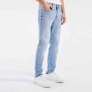 <b>Light</b> Blue Denim Jeans Men's Slim Tapered Fit Pants Faded Wash Comfortable Casual <b>Trousers</b> Modern Style Fashionable - Product Image 6