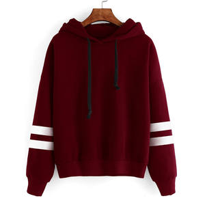 Unisex Oversized Hooded <b>Sweatshirt</b> Solid Color Knitted Long Sleeve Casual Style Autumn Wear Black And Red With <b>White</b> Stripes - Product Image 4
