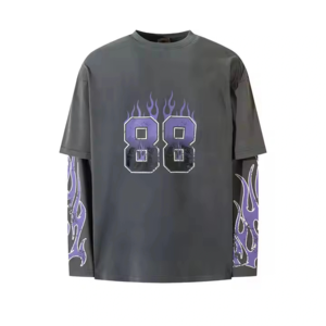 Nouveau T-shirt pour homme à la mode, personnalisé, de qualité supérieure, avec impression de logo, 100% coton, double couche, manches longues, T-shirt surdimensionné pour homme - Product Image 2