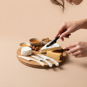 Ensemble de couteaux à fromage artisanaux en résine de qualité, écologiques, texture marbre, motif tourbillon aquatique, compatibles lave-vaisselle - Product Image 1