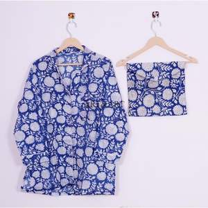 ชุดนอนผ้าฝ้ายลายดอกไม้ดีไซน์ใหม่ขายดีสำหรับฤดูร้อนสำหรับผู้หญิง มีหลายขนาดให้เลือกจากอินเดีย - Product Image 2