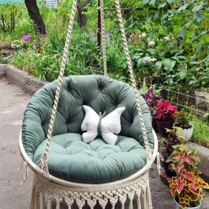 Silla Colgante de Macramé: Diseño de Mariposa, Columpio Tejido en Color Marfil - Product Image 1