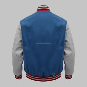 Vestes universitaires intelligentes de haute qualité pour hommes vêtements d'hiver avec col montant manches en cuir de corps en laine véritable traitement enduit - Product Image 3