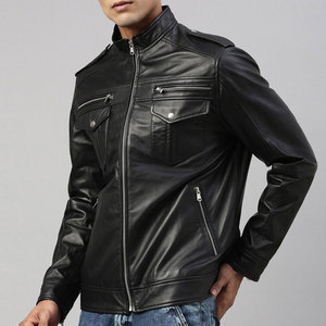 VIENNA INDUSTRY Men's Genuine <b>Leather</b> Biker <b>Jacket</b>-Reversible Breathable Anti-UV Eco-Friendly <b>Winter</b> Design - Product Image 4