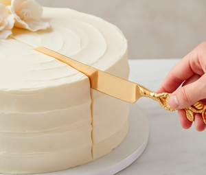 Stainless Steel Cake Serving <b>Set</b> With Gold Rose <b>Garden</b> Engraved Handle Perfect For Weddings Gifting And Parties - Product Image 5