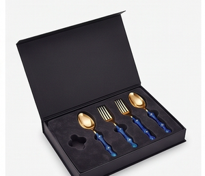 Ensemble de couverts modernes en acier inoxydable avec manche en résine bleue, lot de 5, parfait pour la cuisine et les mariages - Product Image 6