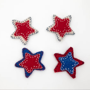 Guirnalda de estrellas de fieltro de lana hechas a mano para el 4 de julio, adornos patrióticos rojos, blancos y azules, decoración infantil para el Día de la Independencia, decoración colgante. - Product Image 1
