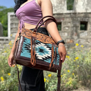 Bolso de mano de gran capacidad para mujer, bolso de mano con borlas para SILLÍN, bolso de hombro tipo bandolera de cuero de vaca genuino para mujer - Product Image 3