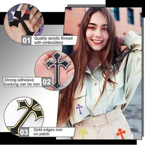 26 parches de cruz, parches termoadhesivos de bordado de cruz, parches decorativos de reparación, parches vintage DIY para ropa - Product Image 4