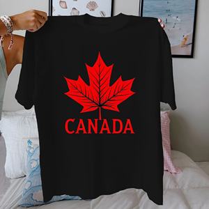 T-shirt en pur coton Feuille d'érable du Canada pour femmes coupe confortable - Product Image 1