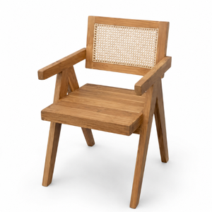 Silla de Comedor Portátil Moderna Hecha de Madera de Teca y Ratán de Alta Calidad, Resistente para Uso en Interiores/Exteriores, para Hogar, Oficina y Parque - Product Image 1