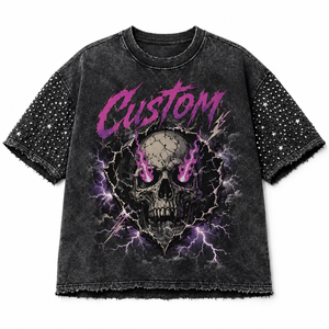 Camiseta sin mangas con estampado gráfico de diamantes de imitación personalizados, 100% algodón jersey, tela suave, nuevo diseño moderno, para unisex. - Product Image 1