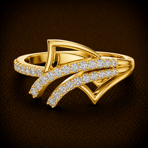 Bague moderne à plusieurs rangs en or jaune 14 carats avec diamants de laboratoire taille ronde, DEF VVS, bagues de fiançailles, bijoux fins, fournisseur en gros - Product Image 1