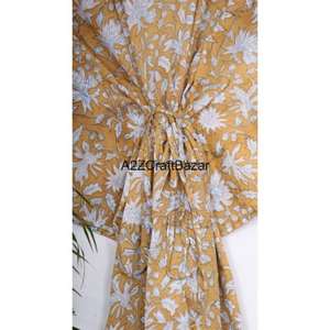 Robe longue kaftan vintage indienne 100% coton, taille unique, faite à la main, pur coton, été automne - Product Image 4