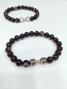 Nouveau Bracelet Perles Haltères Géométriques Sculptées et Gravées à la Main en Agate Écologique, Vente Chaude Transfrontalière, Anniversaire - Product Image 3