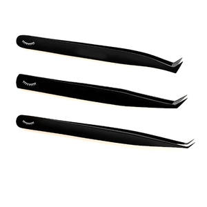 Pinzas para Extensión de Pestañas SHAHZIK INTERNATIONAL HUI 458 con Punta de Fibra Negra, Acero Inoxidable Japonés, Punta Puntiaguda, Logotipo Personalizado - Product Image 3