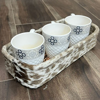 Plateau de rangement en cuir de luxe moderne haut de gamme avec grande capacité pour la salle de bain, les ustensiles, les bijoux, les clés - Porte-objets décoratif fait main