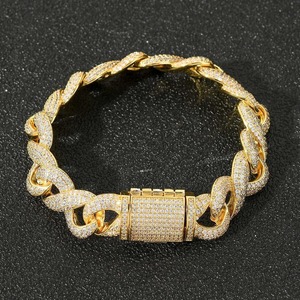 Bracelet unisexe de luxe en argent sterling plaqué rhodium, style hip-hop, maillons cubains, serti de pierres, vente en gros - Product Image 5