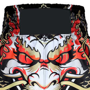 Pantalones Cortos de Muay Thai para Niños, Pantalones Cortos Tradicionales de Boxeo Tailandés, Pantalones Cortos de Corte Alto para Mujer con Bordado Tribal Dorado - Product Image 5