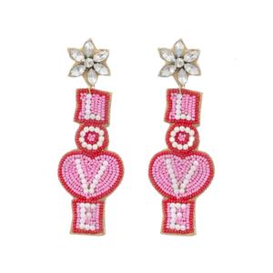 FREM Boucles d'oreilles perlées pour femmes Patriotic Orange White Blue Color pour mariage ou Memorial Day - Product Image 1