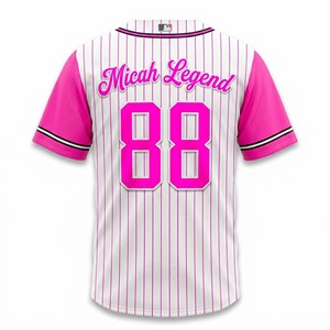 Maillots de baseball personnalisés pour femmes avec nom et numéro, en tissu Drifit, maille 100% polyester respirante, antibactérienne, motif 3D sur le devant, coupe courte - Product Image 2
