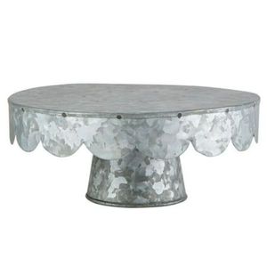 Vintage Zinc Finish Metal Cake Stand Decorative Scalloped Pastry Dessert Holder Wholesale Table Centerpiece for Events Bakery - Product Image 1