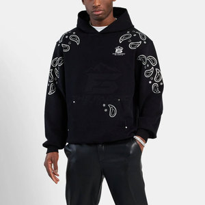 Sweat à capuche confortable pour homme en 100 % coton avec strass, faible MOQ, pour l'hiver, en tissu polaire, séchage rapide, respirant, design élégant - Product Image 2