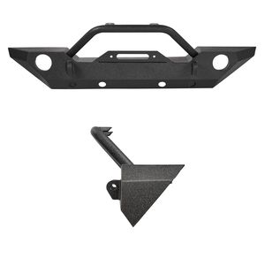 2007-2018 Wrangler JK/JKU Front Bumper with Winch <b>Plate</b> D-<b>Ring</b> Mounts Fog Light Housing Heavy-Duty Steel Hitch Mounts Compatible - Product Image 1