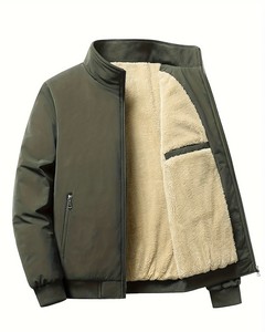 Veste en polaire noire pour homme, à capuche, fermeture éclair, coupe-vent, décontractée, vêtement d'extérieur d'hiver, coupe régulière, doublure en sherpa, réversible - Product Image 1