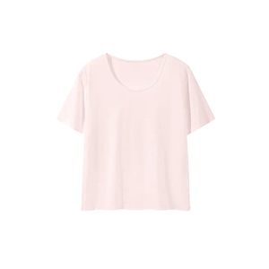 Camiseta de Manga Corta con Cuello Redondo para Mujer, Color Sólido, 100% Algodón, Transpirable, Estilo Casual, Ajuste Jersey, Primavera Verano, Largo Regular - Product Image 2