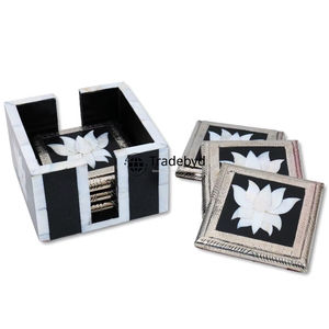 Sous-verre carré en os incrusté fait main 4x4 pouces, style luxueux, disponible en différentes couleurs, élégant accent de table pour boissons par Tradebyd - Product Image 1