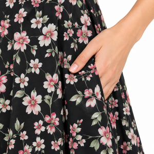 Women's <b>Black</b> Floral <b>Maxi</b> <b>Dress</b> Sleeveless Round Neck A-Line Casual Summer <b>Long</b> <b>Dress</b> Wholesale OEM ODM Fashion Apparel Supplier - Product Image 3