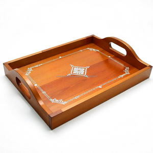Bandeja de Madera Pulida Ecológica con Incrustaciones de Madreperla, Hecha a Mano, para Mesa, Comida Festiva, Té, Regalo de Ramadán - Product Image 5