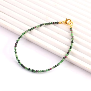 Natural <b>Ruby</b> Zoisite Micro Faceted Round Beads <b>Bracelet</b> Gemstone Jewelry For Women Elastic <b>Bracelet</b> Wholesale Bulk Supplier - Product Image 5