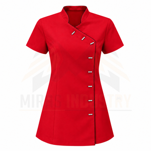 เสื้อคลุมแขนสั้นสีดำสำหรับผู้หญิง ชุดยูนิฟอร์มผ้าฝ้ายสวมใส่สบาย - Product Image 2