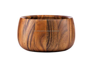 Grand bol de service en bois d'acacia Accessoire de vaisselle de cuisine très vendu Bol de service en bois d'une seule pièce polyvalent - Product Image 2