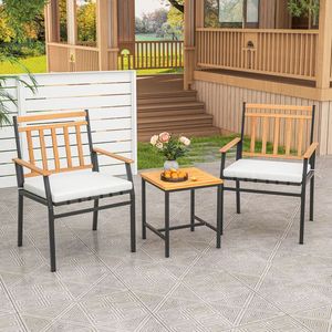 Set da Conversazione per Esterni in Legno di Acacia con Cuscini, 3 Pezzi, Arredamento da Giardino - Product Image 6
