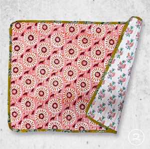Reversible Quilted Boho Fabric <b>Placemats</b> <b>Rectangle</b> Washable Table Mats With Floral Pattern Decorative Kitchen Dining Set - Product Image 4