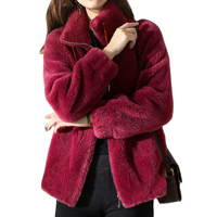 Damen Winter Warmer Sherpa Langer Mantel Einfarbig Superweicher Fleece Maßgeschneidert Lässig Langarm Wollfutter Atmungsaktiv