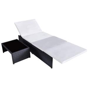 Ensemble de 3 canapés de jardin inclinables, coloris noir et blanc crème - Product Image 4
