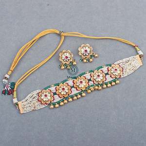Beena Antique Designer Choker Set-Gold Plated Zircon Fashion Jewelry for Wedding & Festival - Product Image 2