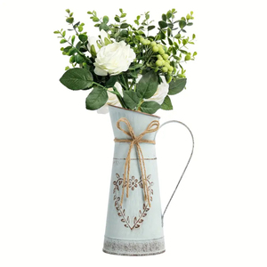 Vintage Shabby Chic Metal Jug <b>Planter</b> Large Primitive Decorative Vase for Dried Flowers and Garden Accents Home Decor Gifting - Product Image 4
