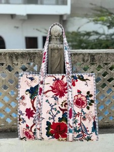 Handcrafted Quilted Tiger Print Tote <b>Bag</b>, Large Velvet Carryall, <b>Boho</b> Shopper Shoulder <b>Bag</b> - Product Image 4