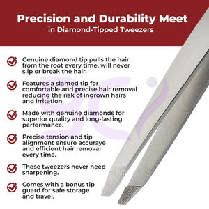 Servicio OEM ODM, Buen Proveedor, Pinzas de Cejas Inclinadas con Recubrimiento de Diamante, Ligeras, Duraderas y Únicas, de Acero Inoxidable, con Logotipo Personalizado - Product Image 5