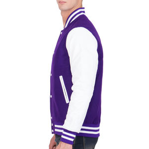 Chaqueta Varsity Morada para Hombre con Mangas Blancas, Chaqueta Bomber Estilo Letterman, Chaqueta Casual Estilo Béisbol, Chaqueta de Moda para Escuela Secundaria y Universidad, Abrigo de Invierno - Product Image 3