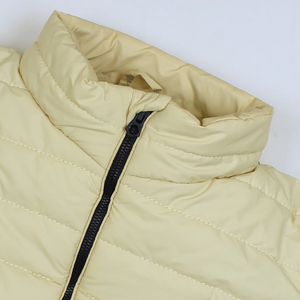 Chaqueta Acolchada Beige para Hombre con Cuello Alto, Cortavientos, Abrigo de Invierno Casual, Corte Regular, Cierre de Cremallera, Color Sólido, Poliéster - Product Image 2