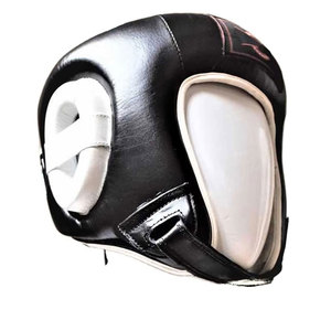 Protège-tête de boxe en cuir PU noir, équipement de protection avec fermeture auto-agrippante pour adultes, unisexe, utilisation universelle - Product Image 2
