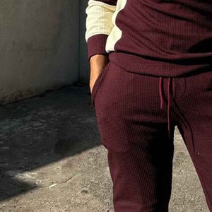Sweat à capuche tricoté pour homme, couleur marron, manches raglan, col rond, coupe classique, vêtement d'hiver décontracté, 100% coton, molleton de coton - Product Image 2