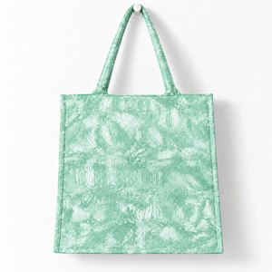 Sac fourre-tout décontracté en coton 100% réutilisable vert menthe avec motif lettres, fermeture éclair et design matelassé pour le transport à l'épaule, idéal pour les courses et les cadeaux - Product Image 1